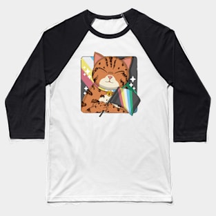 Cute Bengal Cat Holding Disability Pride Flag New Version Baseball T-Shirt